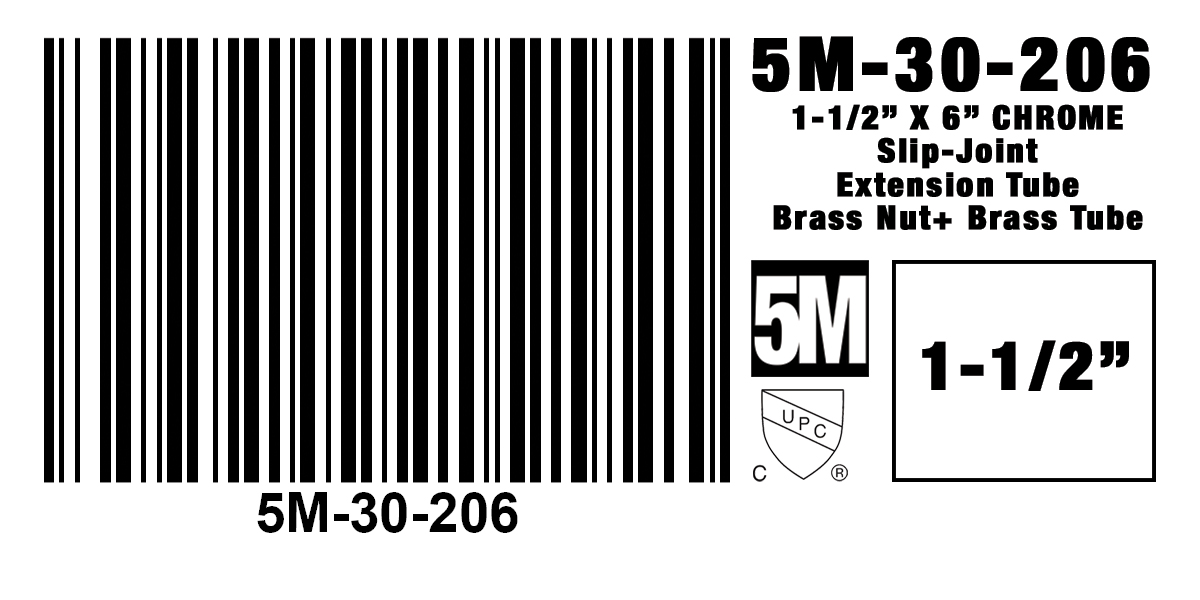 5M- EXTENSION TUBE CP, 1 1/2x6 SLIP JOINT NUT&WASHER - YZ-TB02 - 5M-30-206 - additional view