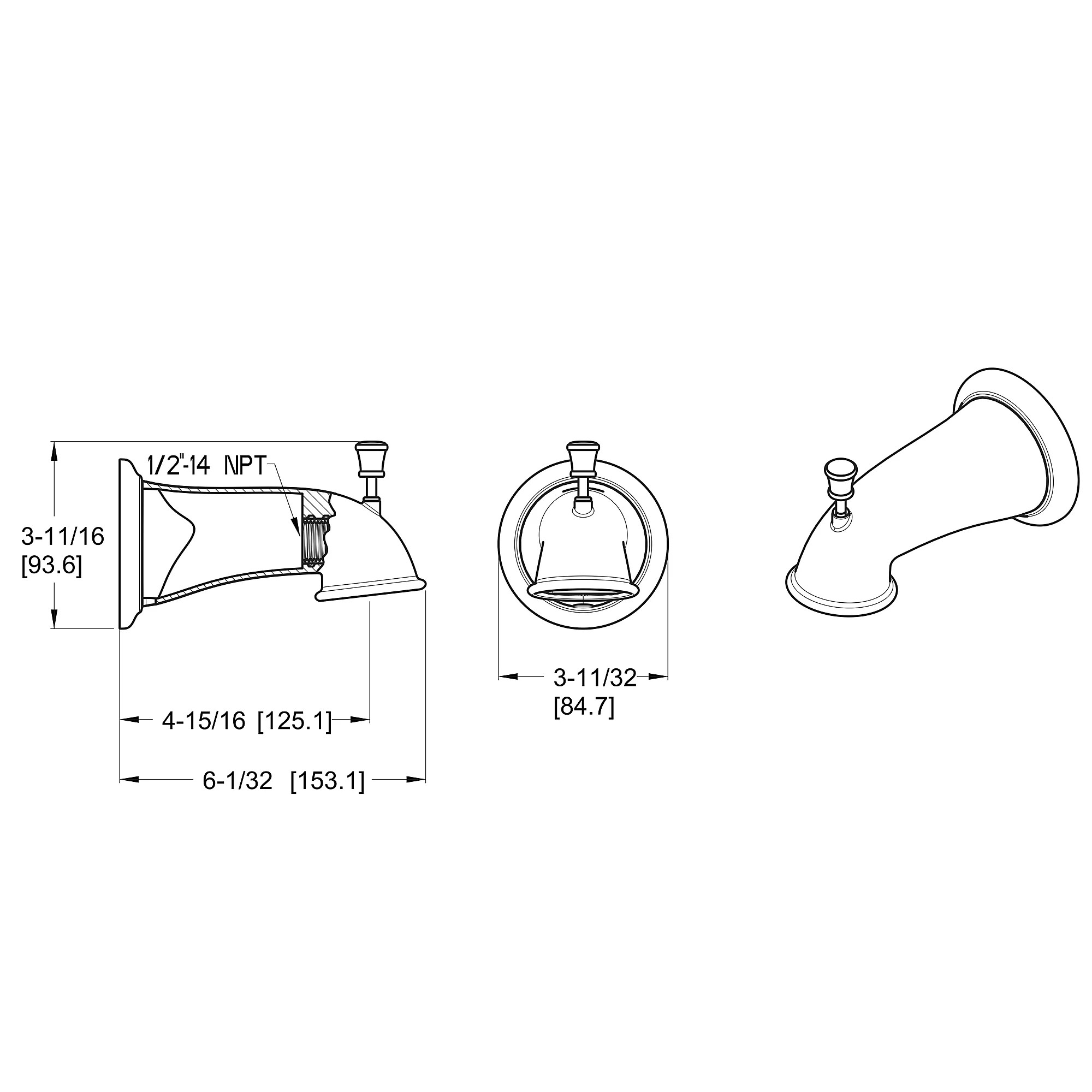 Pfister - Genuine Replacement Part, Tub Spout, Ashfield, Brushed Nickel - 920-524J - additional view