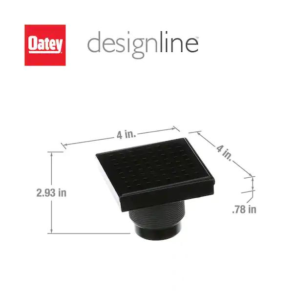 Oatey-4" X 4" SQUARE DRAIN SQUARE GRATE (Matte Black)-DS32040 - additional view