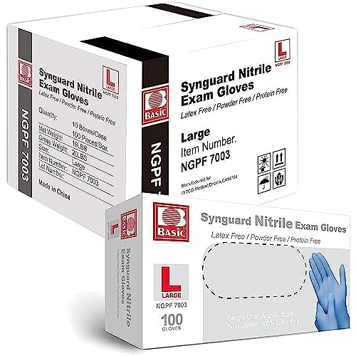 BASiC - Synguard Nitrile Exam Gloves -100 gloves -Disposable - Blue (Large) - NGPF 7003 - additional view