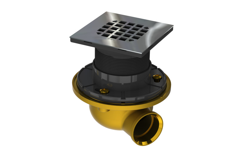 OS&B - SHOWER DRAIN BRASS SIDE OUT SQUARE GRATE SS - SD480-SS - additional view