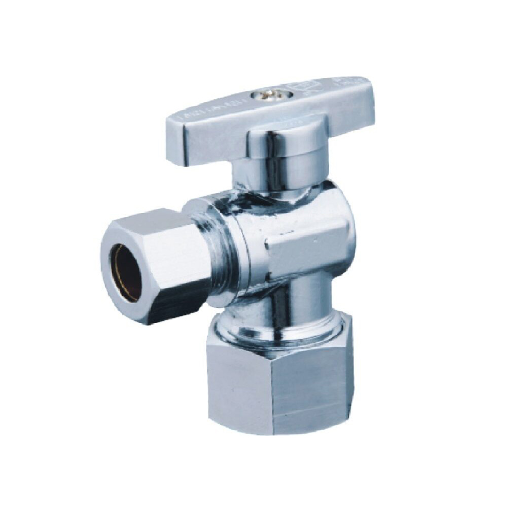 1/4 Turn Angle Stop VALVE w/ABS Straight Handle -3/8" O.D X 5/8" O.D