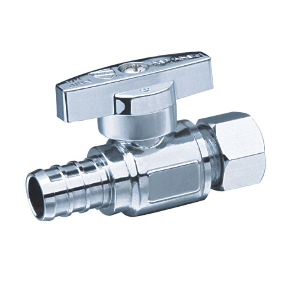 1/4 Turn Straight Stop VALVE w/ABS Straight Handle -1/4" O.D X 1/2" PEX-5M-STPX1412-S