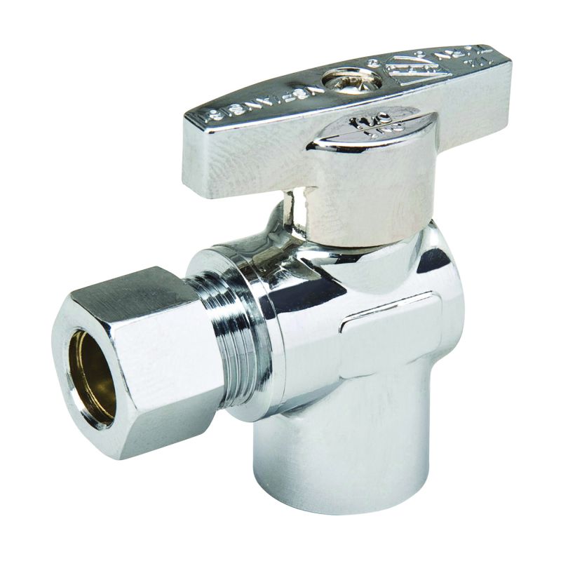 1/4 Turn Angle Stop VALVE w/ABS Straight Handle -1/4" Comp. X 1/2" Sweat