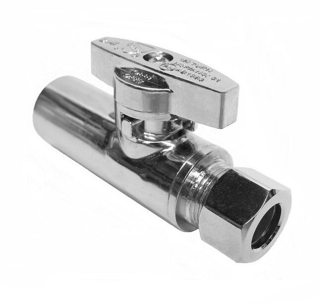 1/4 Turn Straight Stop VALVE w/ABS Straight Handle -3/8" Comp. X 1/2" Sweat-5M-STW3812-S