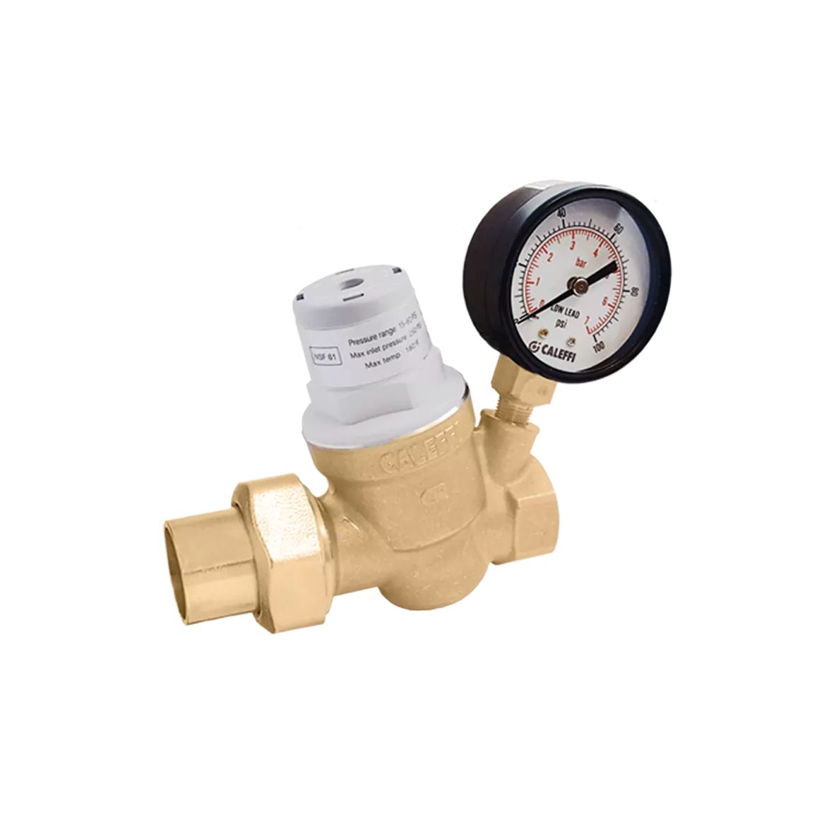 CALEFFI - PressCal™ Compact PRV ASSE 1003, Single Union 3/4" sweat union in, FNPT out, gauge - 533951HA