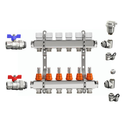 IVAR -  9 Loop HRH Manifold Kit -1 Inch - Brass - Nickel Plated - IVAR -763510009