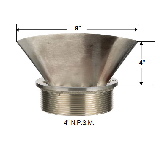 MIFAB - 4" X 9" STAINLESS STEEL OVAL FUNNEL  WITH 5" SS STRAINER ASSEMBLY  - EG-3