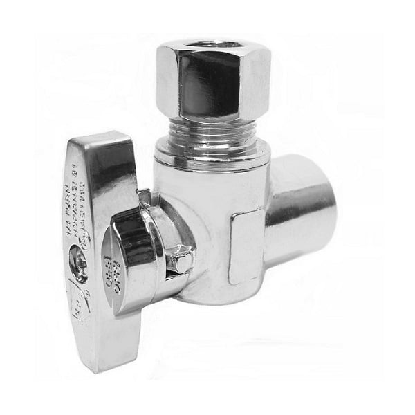 1/4 Turn Angle Stop VALVE w/ABS Straight Handle -1/4" Comp. X 1/2" Sweat - variation