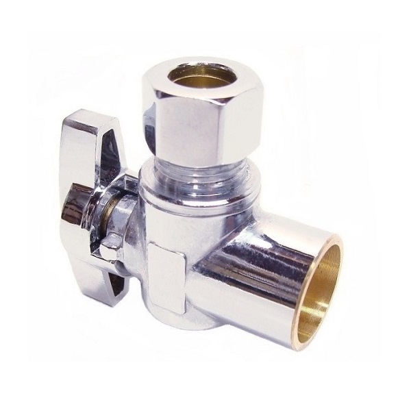 1/4 Turn Angle Stop VALVE w/ABS Straight Handle -1/4" Comp. X 1/2" Sweat - variation