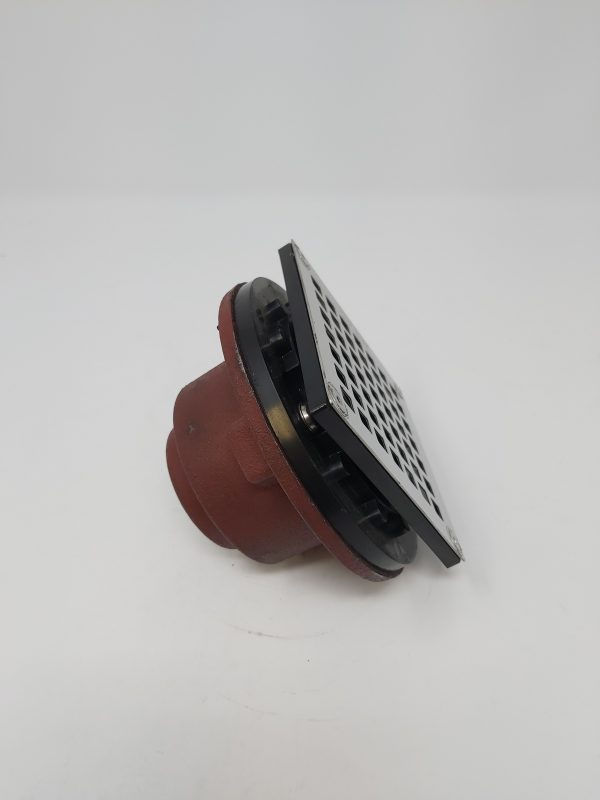 MIFAB-SHOWER DRAIN WITH SQUARE TOP 1 1/2" (38) Cast Iron body w/ 4 x 4 S.S. Grate-SD7101-S4