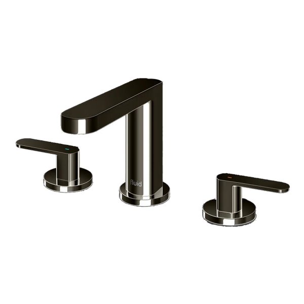 Fluid Faucets - Wisdom Dual Handle Lavatory Tap With Waste Drain (New Spout) Matte Black - F28006MB