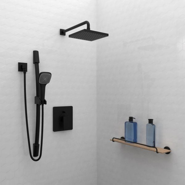 Belanger - Matte Black Shower Faucet – Complete model with Pressure Balanced Diverter Valve, Hand Shower Sliding Bar and Shower Head - KIT-QUA130CMB - Image 8