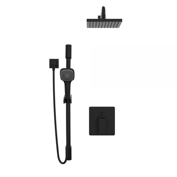 Belanger - Matte Black Shower Faucet – Complete model with Pressure Balanced Diverter Valve, Hand Shower Sliding Bar and Shower Head - KIT-QUA130CMB - Image 5