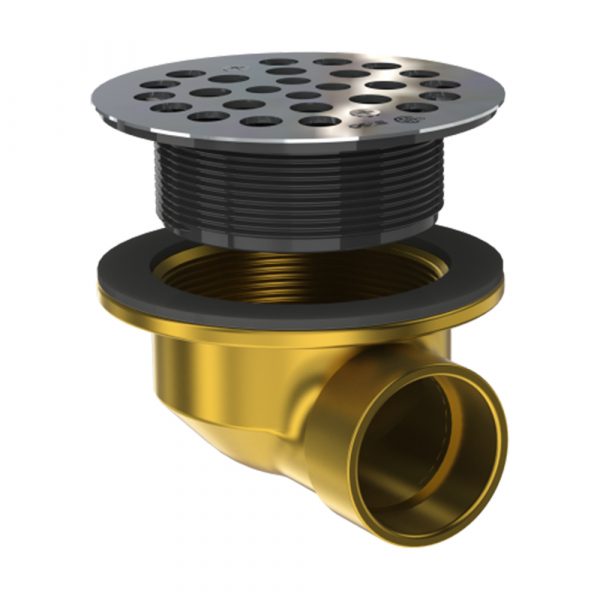OSB - 2pc 1-1.2 Brass Side Discharge Shower Drain for use with molded Shower Bases - SD370-SS