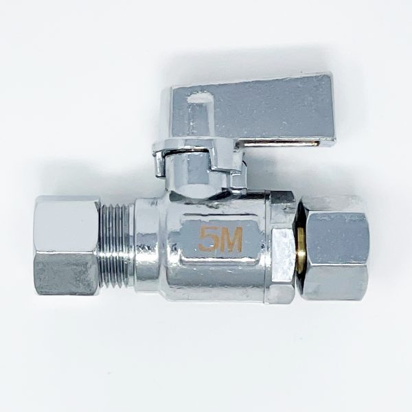 5M - RETROFIT 1/4 Turn w/Zinc Straight Handle 3/8" FEM COMP x 3/8" O.D COMP - 5M-388PET